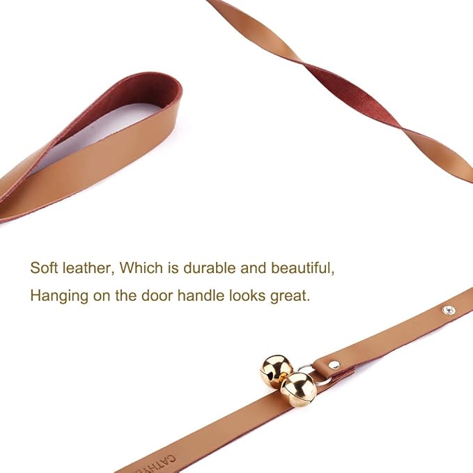 Leather Dog Doorbells for Door Knob, Dog Bells to Go Outside & Puppy Potty Training, Adjustable Brass Dog Bell, Makes Training Your Puppy a Breeze.