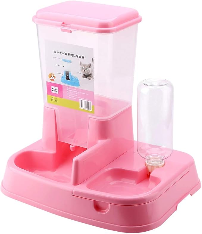Pets Feeder, Automatic Pet Feeder Detachable Food Dispenser Water Bottle Cats Dogs Feeding Tool