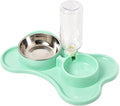 Pets Water and Food Double Bowl Set Dogs Cats Feeder Bowl and Self-Dispensing Gravity Automatic Waterer Dispenser with Bottle for Dogs Cats Pet Supplies