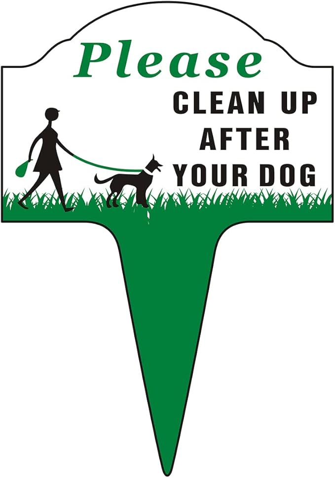 Clean Up After Your Dog Sign, Yuntarda 10”x14” No Poop Signs for Lawn No Pooping Dog Signs For Yard with Integrated Stake Rust-free Aluminum Yard Sign Easy Install for Outdoor Use