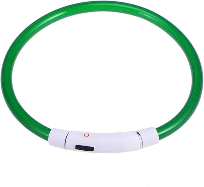 LED Glowing Dog Collar USB Rechargeable Pet Collar Green for Night Safety Flexible Design Energy Saving LED Light for All Dog