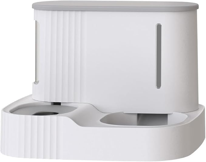 2 in 1 Gravity Cat Food and Water Bowl Set, Automatic Cat Feeder, Dog Feeder, Pet Gravity Feeder, Automatic Water Dispenser and Food Dispenser for Small and Medium Dogs, Cats, Pets ( Gray : Gray )