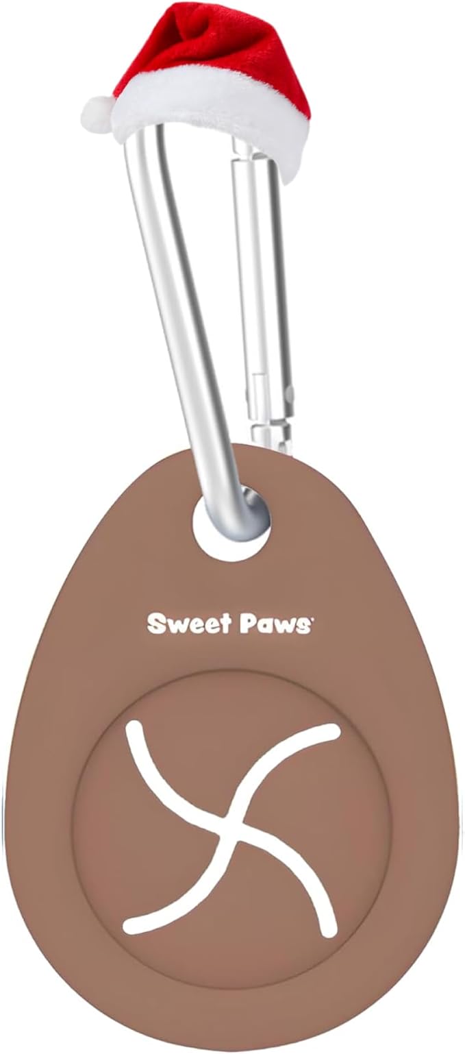 Dog Poop Bag Holder Charm for Hands-Free Carry of Used Poop Bag, Durable Eco-Friendly Silicone Dog Walking Accessory with Carabiner Clip - Mocha