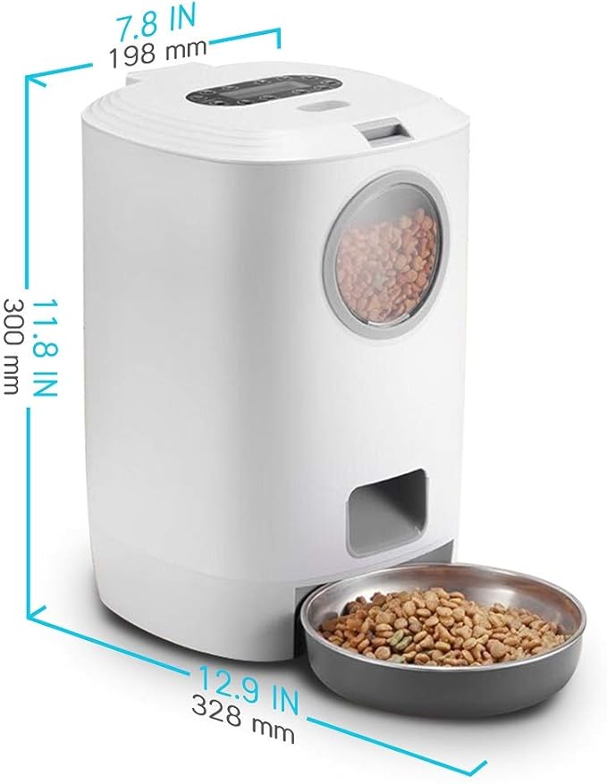 Ofat Home Automatic Cat Feeder,SmartFeeder,Automatic Pet Dog and Cat Feeder,4-Meal Auto Pet Feeder with Timer Programmable,Voice Recording-4.5L White
