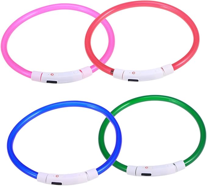 ibasenice Led Dog Collar Rechargeable Glowing Pet Collar Silicone Material Night Safety