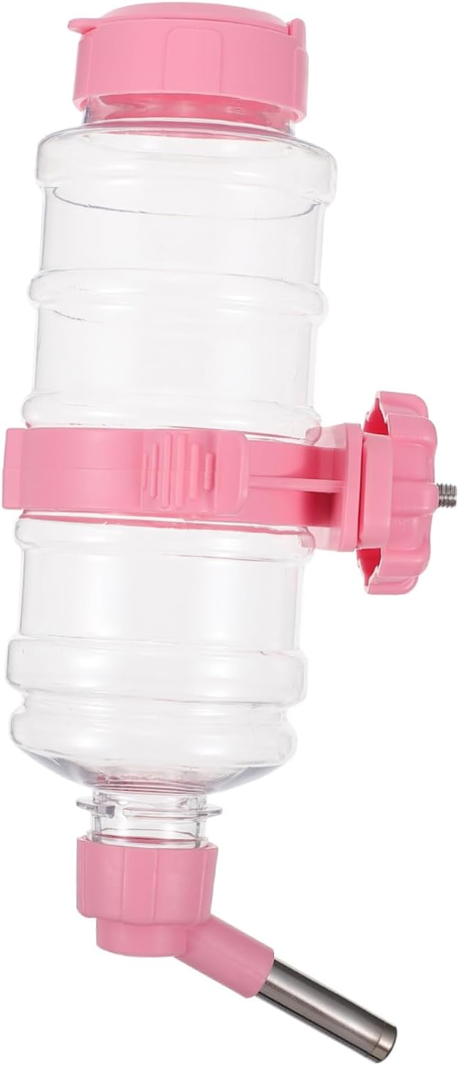 1pc Hanging Pet Water Dispenser Animal Water Bottle for Bunny Pink Feeding Bowl Automatic Feeder