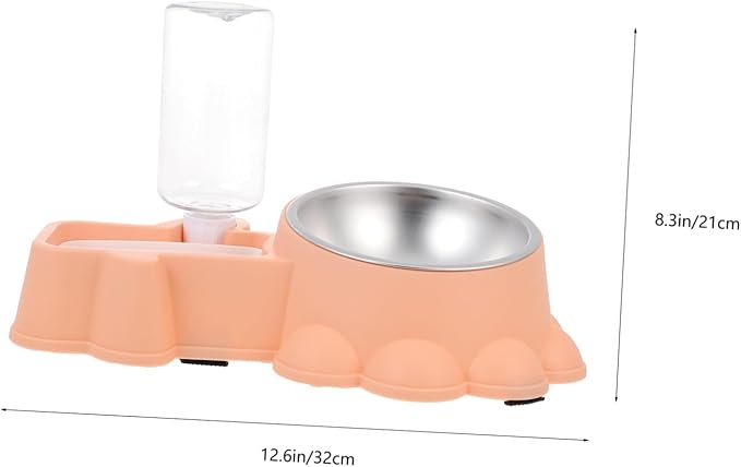 BESPORTBLE Automatic Dog Food Dispenser and Stainless Steel Water Bowl Pet Feeder with Transparent Water Container Break-Resistant Design for Puppies and Dogs Easy to Clean and Refill