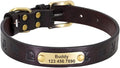 Custom Leather Dog Collar Personalized Dog Collars Leather Gold Buckle German Shepherd Pet ID Collar for Small Medium Large Dogs Dark Brown XS