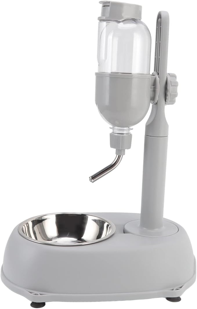 Pet Standing Water Dispenser, Detachable Water Food Feeder Bowl Bottle Standing Dispenser with Hook Adjustable Height, Automatic Standing Water Dispenser, Drinking Dispenser Bowls