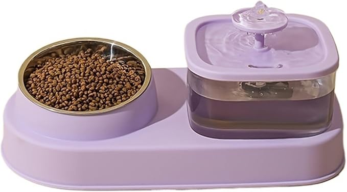 Compatible for Automatic Feeder and Water Dispenser, Large Capacity Pet Food Bowl for Dogs and Cats(Purple Stain Steel)