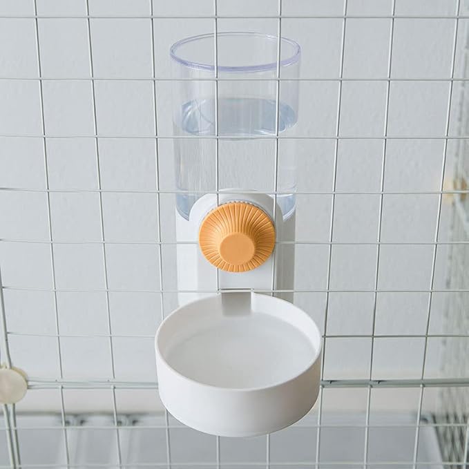 Automatic Feeder and Drinker,Cage Hanging System for Small Pets PP Safety Material Suitable for Cats Dogs Rabbits and Other Pets (Pearl White)