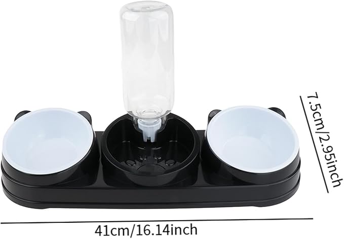 Tilted Double Bowl Pet Feeder with Automatic Waterer Elevated Design for Dogs Cats Daily Feeding Essentials Pet Feeding Bowl