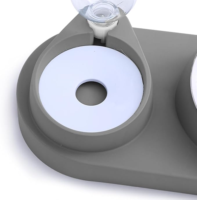 Plastic Bottle Pet Feeder Self-refilling Pet Bowl Pet Feeder 2-in-1 Automatic Water Dispenser with Removable Stainless Steel Bowls Pet Supplies Grey