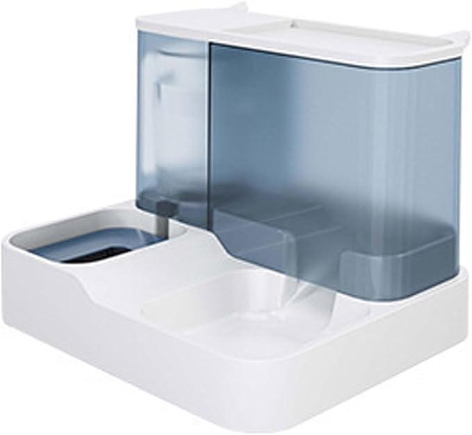 Pet Feeder Pet Automatic Feeder Fully Enclosed Drinking Water and Feeding Integrated Machine Three Colors Optional Compatible with Cats and Dogs Pets Supplies(Blue)