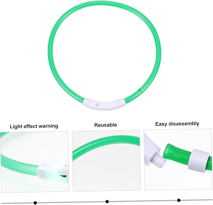 Milisten USB Rechargeable Luminous Dog Collar Flashing Led Light for Night Safety Pet Supply Lightweight Durable with Unique Design for Eye-catching Style