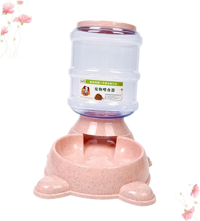 SUPVOX 1pc Automatic Pet Food Dispenser Refillable Food Holder for Dogs and Cats Non-Skid Base Easy to Clean Adorable Pink for Home Shop Use