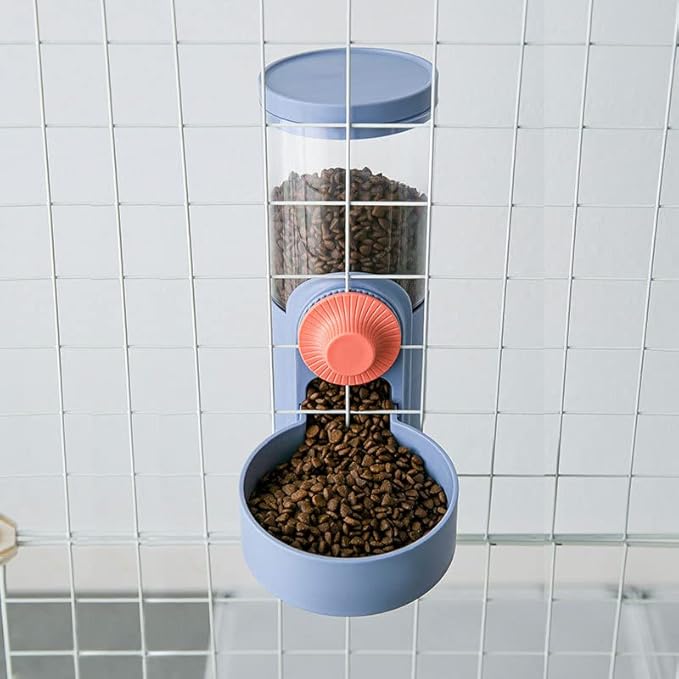Automatic Feeder and Drinker,Cage Hanging System for Small Pets PP Safety Material Suitable for Cats Dogs Rabbits and Other Pets (Haze Blue)