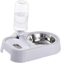 Pet Double Bowl for Cats and Dogs Automatic Water Feeder and Food Dish Grey Non-Skid Design Easy Feeding and Hydration