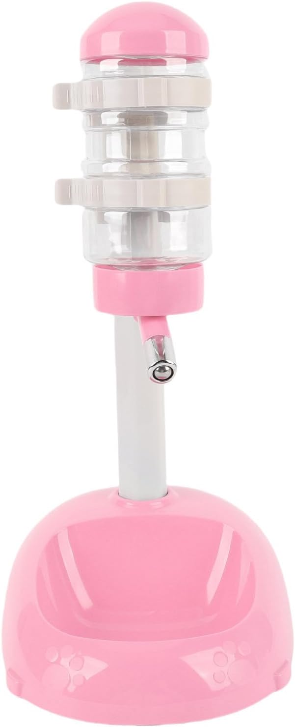 Pssopp Dog Standing Water Dispenser Feeder, Automatic Feeders Capacity Pet Standing Water Dispenser Feeder for Playful Pets Dog, 500ml Automatic Pet (Pink)