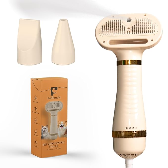 Pet Steam Brush Grooming Dryer for Dogs & Cats – 3-in-1 Grooming Tool with Gentle Steam, Low Noise 600W Motor, Deshedding, Drying & Fur Fluffing for All Coat Types