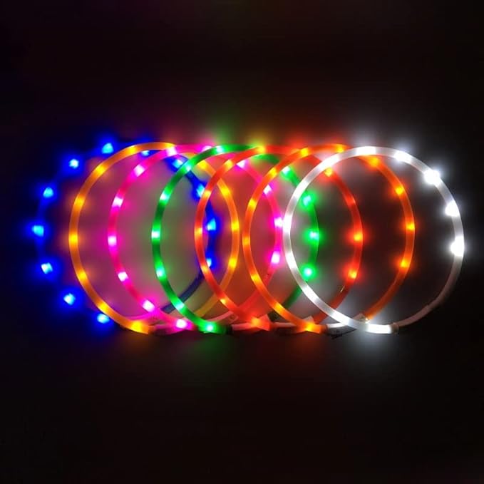 LED Glowing Dog Collar USB Charging Pet Dog Collar Night Luminous Dog Collars Rechargeable Night Safety Flashing Necklace (Color : P, Size : S1)