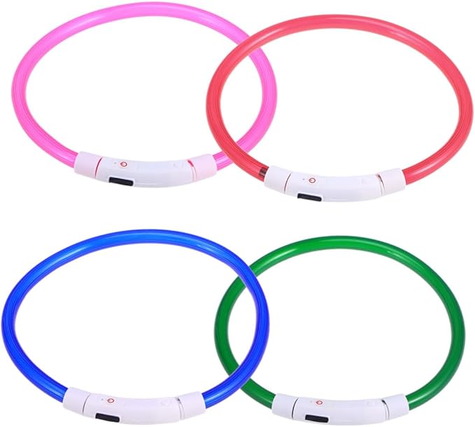 POPETPOP Glowing Led Dog Collar Rechargeable Silicone Pet Collar Night Safety Accessory