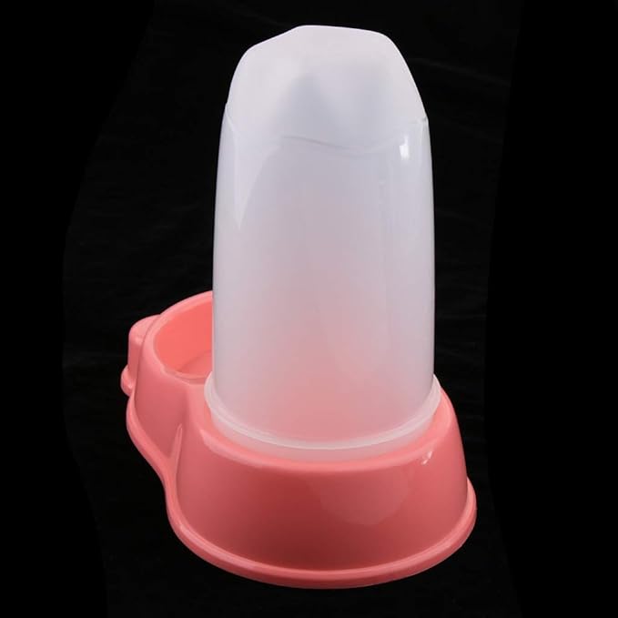 Pet Feeder Waterer Automatic Food and Water Dispenser Bowl for Dogs and Cats (Pink)