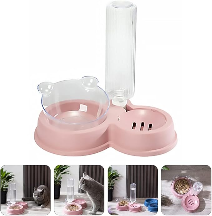 POPETPOP Automatic Pet Water and Food Dispenser Bowl Capacity Dual Compartment Design for Cats and Dogs Easy to Safe Feeding for Pets