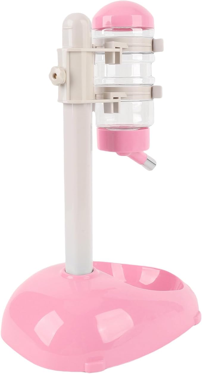 Pet Standing Water Dispenser Feeder - Adjustable Height 500ml Automatic Water Feeder for Dogs and Cats - Durable Standing Design for Comfort and Freshness (Pink)