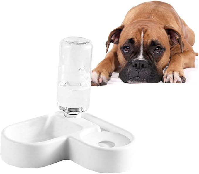 VANZACK Pet Feeder Automatic Water Bowl Double Cat Dog Bowl Heart Shape Non-Slip Easy to Clean Plastic