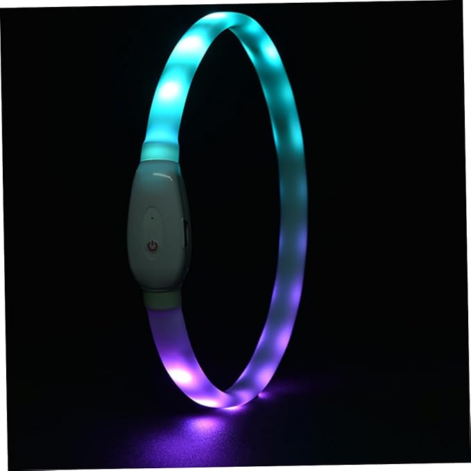 BESPORTBLE USB Rechargeable LED Pet Collar Night Glowing Luminous Dog Collar Soft Comfortable Material Safe Bright Flashing Light for Nighttime Walking