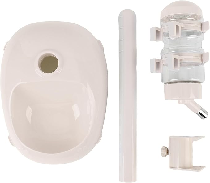 aqxreight Pet Standing Dispenser Feeder Height 500ml Capacity Standing Automatic Feeder for Puppy Beige Allows Easily Pet Dispenser FeederDog FeederPet (Beige)
