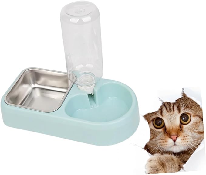 SUPVOX Double Pet Water Feeder Automatic Drinking Tool for Dogs and Cats Blue Unique Design Smooth Surface Safe and Eco-Friendly Pet Supplies