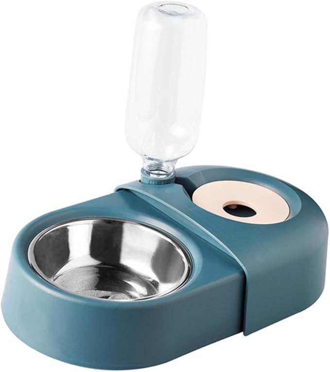 UPKOCH Automatic Dog and Cat Feeder Bowl with Water Dispenser, Anti-Spill Blue Pet Feeding Basin Suitable for Dogs and Cats