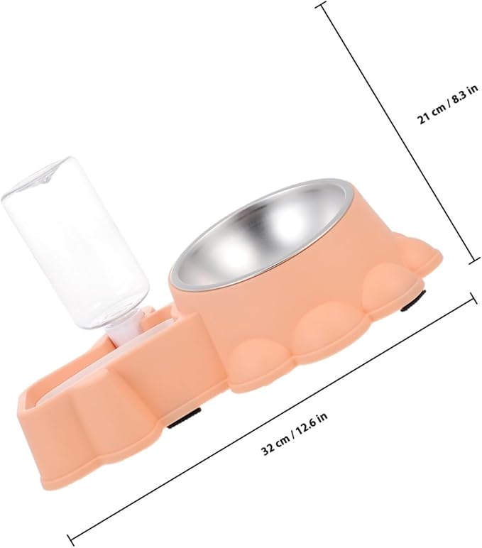 NUOBESTY Multifunctional Automatic Dog Feeder Bowl with Stainless Steel Food Container and Water Dispenser Safe Smooth Surface Pet Feeding Station for Busy Owners Orange Pink