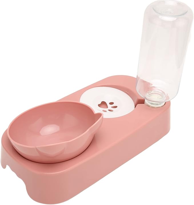 Fydun Pet Water Food Bowls Raised Detachable Automatic Water Feeder Food Dish Set for Small Medium Cat Dog Pink for Families (Pink)