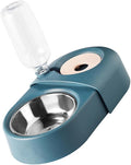 Automatic Pet Feeding and Drinking Bowl with Water Dispenser, Blue Plastic Food and Water Dish for Dogs and Cats, Spill-Proof Design for Home Use