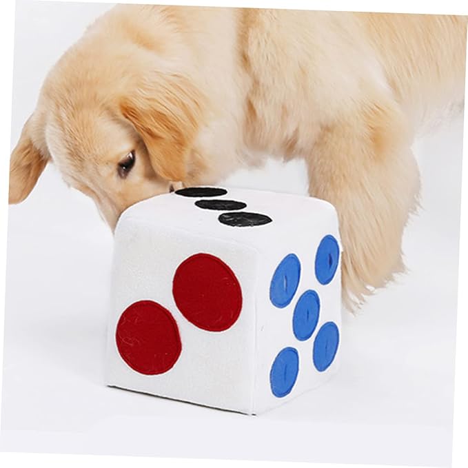 Dog Plush Training Dice Creative Sniffing Chewing Plush for Dogs Premium Elastic Material Fun White Dice Design for Pet Engagement