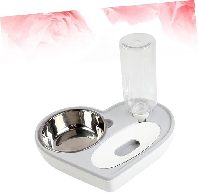 Dog Water Bowl Dispenser Automatic Pet Water Feeder Heart Shape Drinking Bowl Cat Dog Pet Supplies Grey