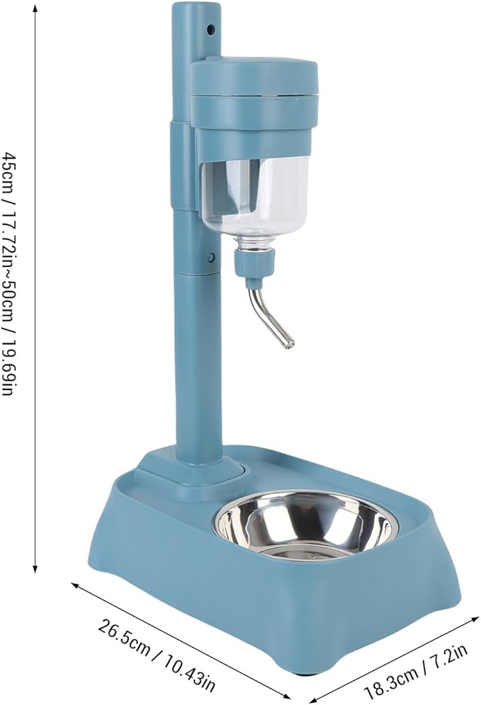 Sorandy Pet Standing Water Dispenser, Automatic Dog Cat Feeder Water Dispenser, 500ml Detachable Adjustable Small Dog Cat Feeding Liquid Bowl Set, for Small Animal Puppy Pussy Rabbit (Lake Blue)