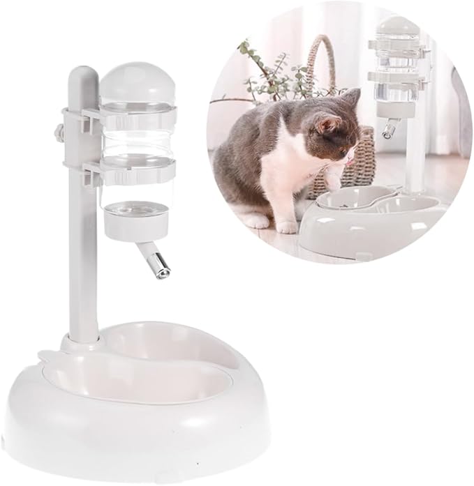 NOLITOY Pet Automatic Feeder White Wall-Mounted Drinking Fountain for Dogs and Cats Non- Design Easy to Height Automatic Water Dispenser for Pets