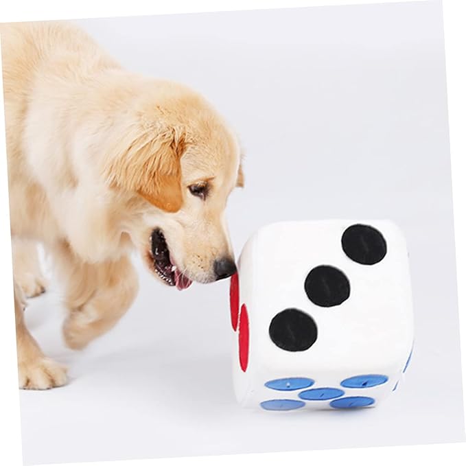 Kichvoe Plush Dog Dice White for Pets Soft Sniffing Training with Elastic Material Fun Enrichment Chew for Puppies and Dogs Easy to Clean Durable Plush