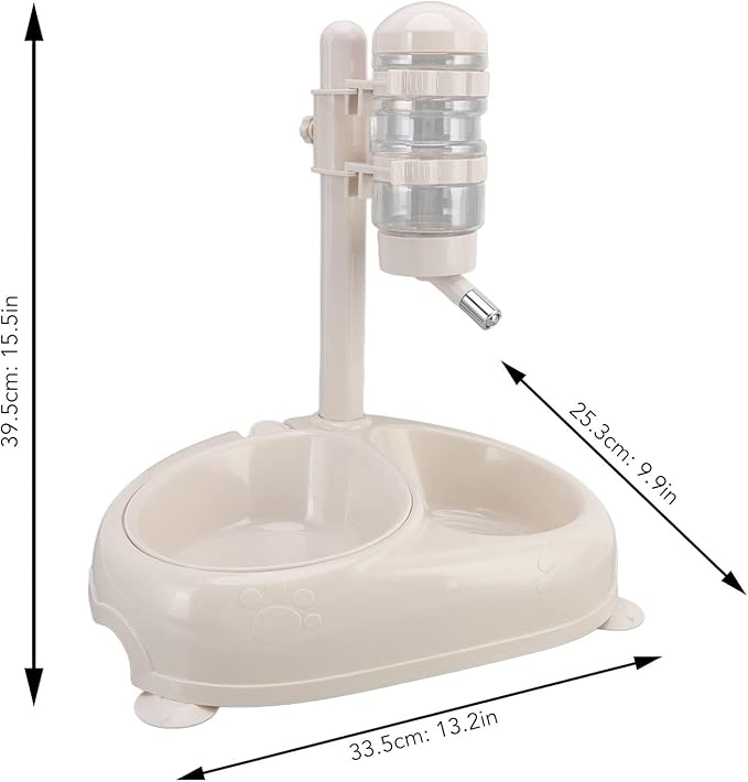 Zerodis Pet Water Dispenser Bowl, Automatic Pet Water Dispenser Dog Standing Water Food Feeder Prevent Slip Adjustable Height Cat and Dog Water Bowl