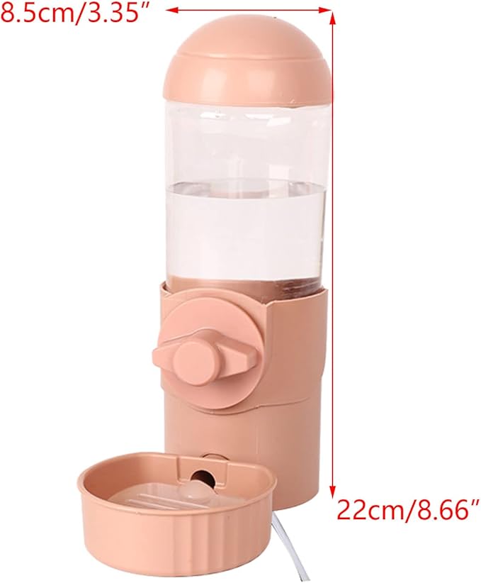 Automatic Cat Feeder Water Dispenser 17oz Large Capacity for Cats Small Dogs Kitten Easy to Install for Cage, 16x8.5x22cm, Pink