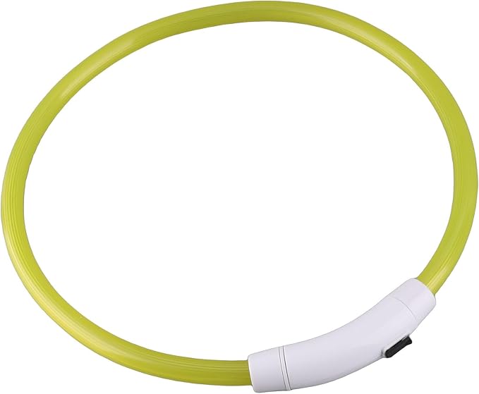 ZJchao LED Dog Collar Rechargeable Glowing Light Up Collar for Night Walks Durable Soft Silicone Necklace for Small Medium Large Dogs Yellow