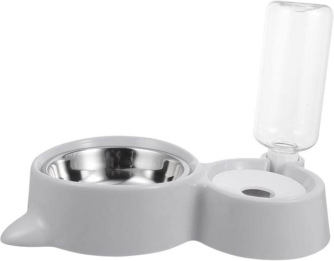 VANZACK Automatic Pet Feeder Bowl Double Dog Bowls with Water Dispenser Durable Design for Pets Convenient Pet Supplies Grey