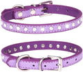 Serijoars Puppy Dog Collar with Crystal Diamond Colorful Bling Girl Puppy Small Dog Cat Collars (Purple, XXS)