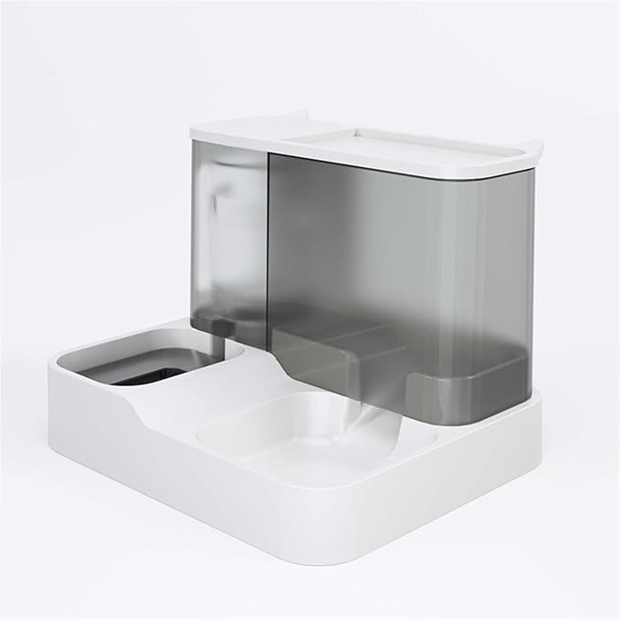 Dog Cat Automatic Feeder Water Dispenser, Large Capacity, Transparent, Black