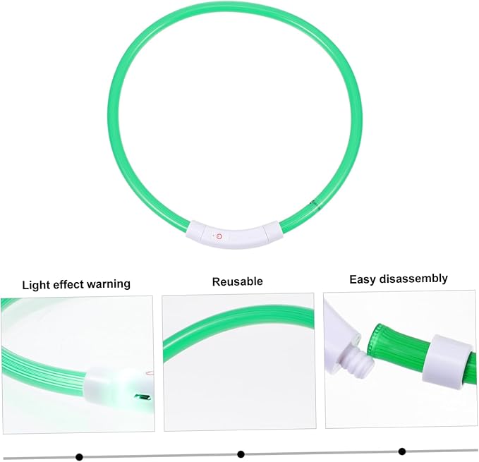 POPETPOP USB Rechargeable LED PET Collar Luminous 70cm Light Up Dog Collar for Nighttime Safety Flashing and Waterproof Design Adjustable for Breeds
