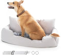 Large Dog Car Seat for Back Seat Travel | Dog Car Bed for Large Dogs with Safety Straps & Cushion Support by Waggly